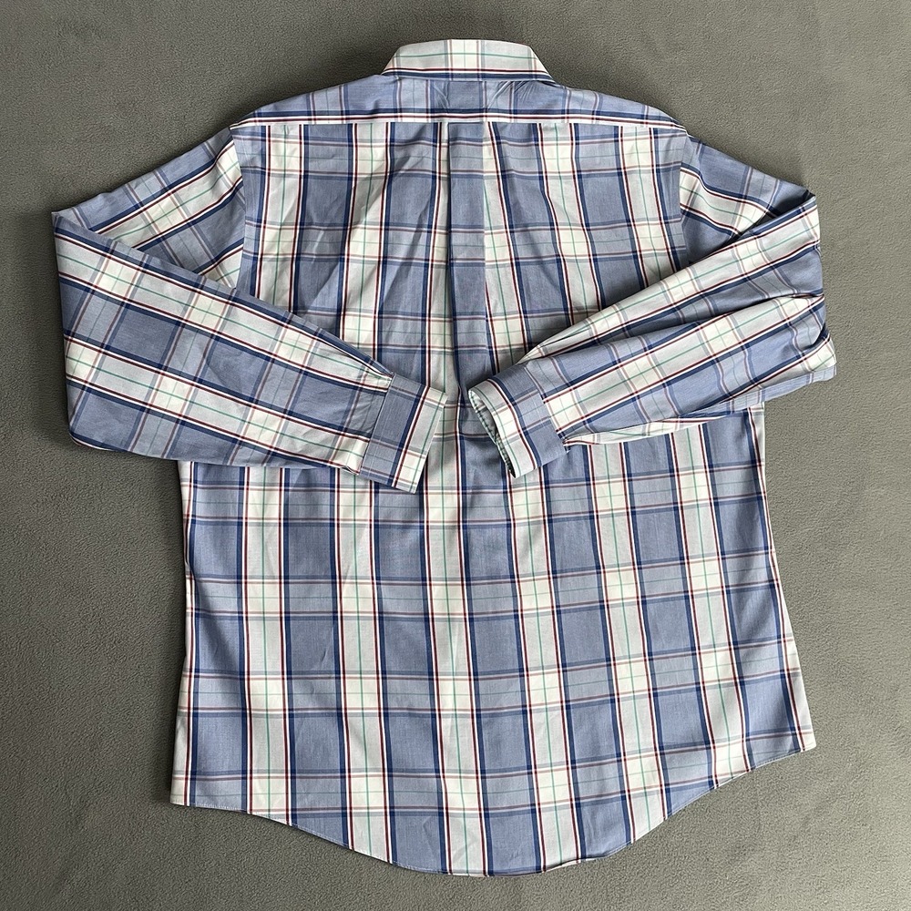 Brooks Brothers Men's 1818 Regent Supima Cotton Oxford Shirt Size XL Blue Plaid - Picture 3 of 8